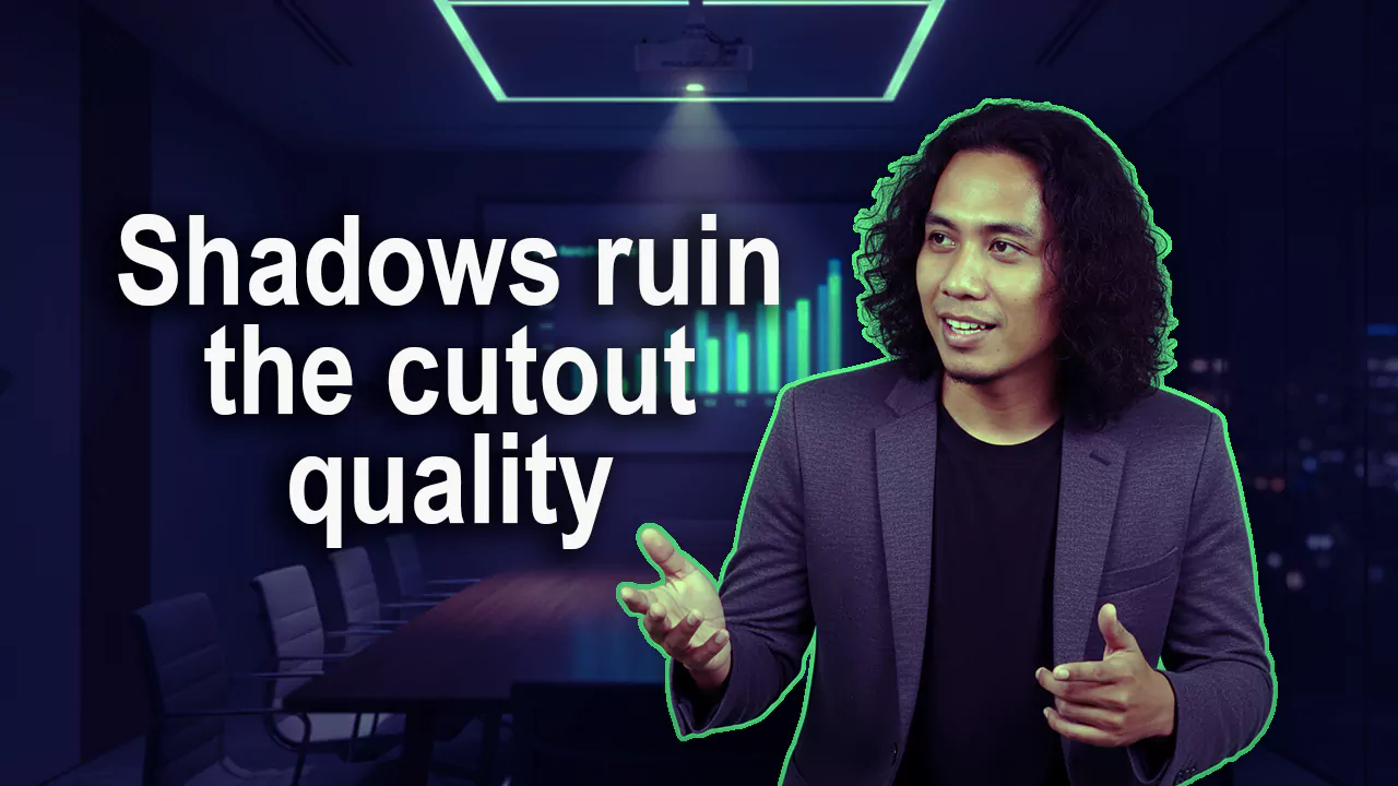 example of poor greenscreen keying due to shadows