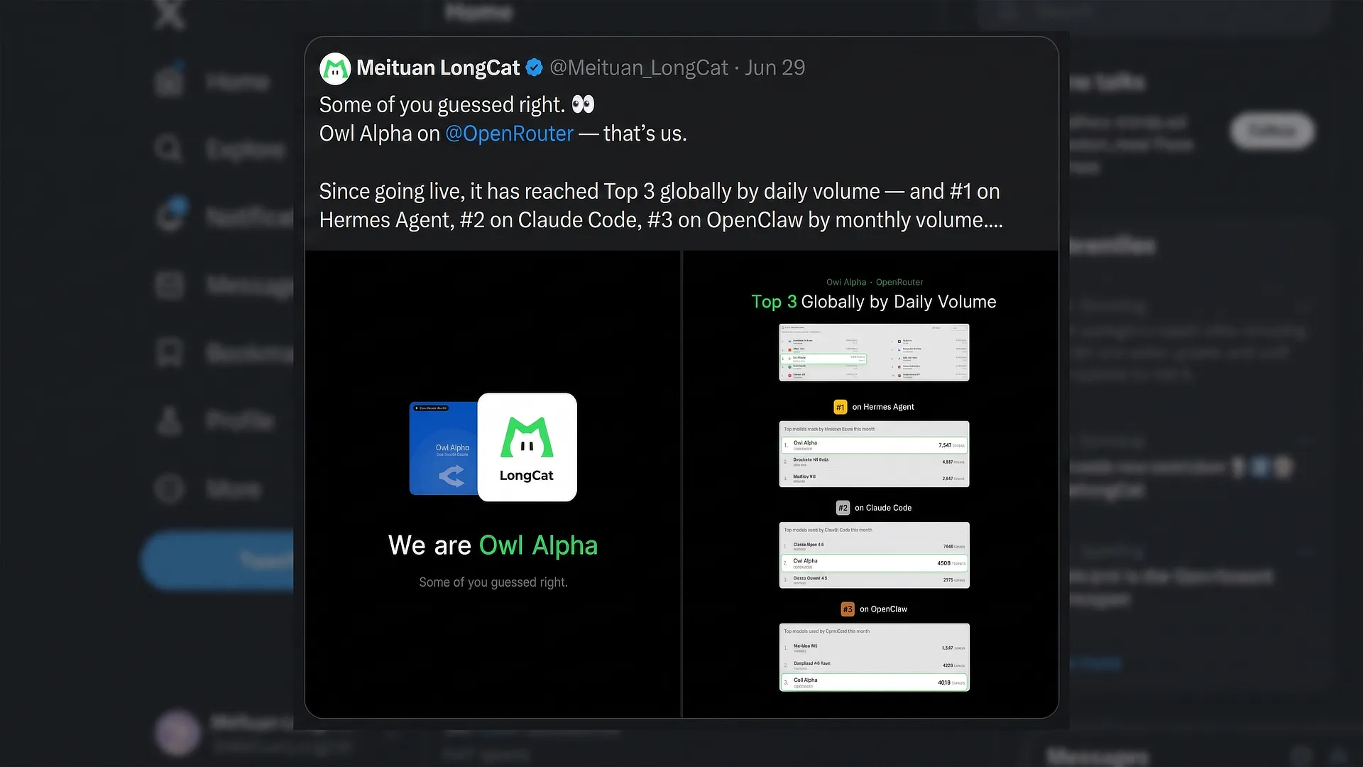 Announcement on LongCat’s official X account