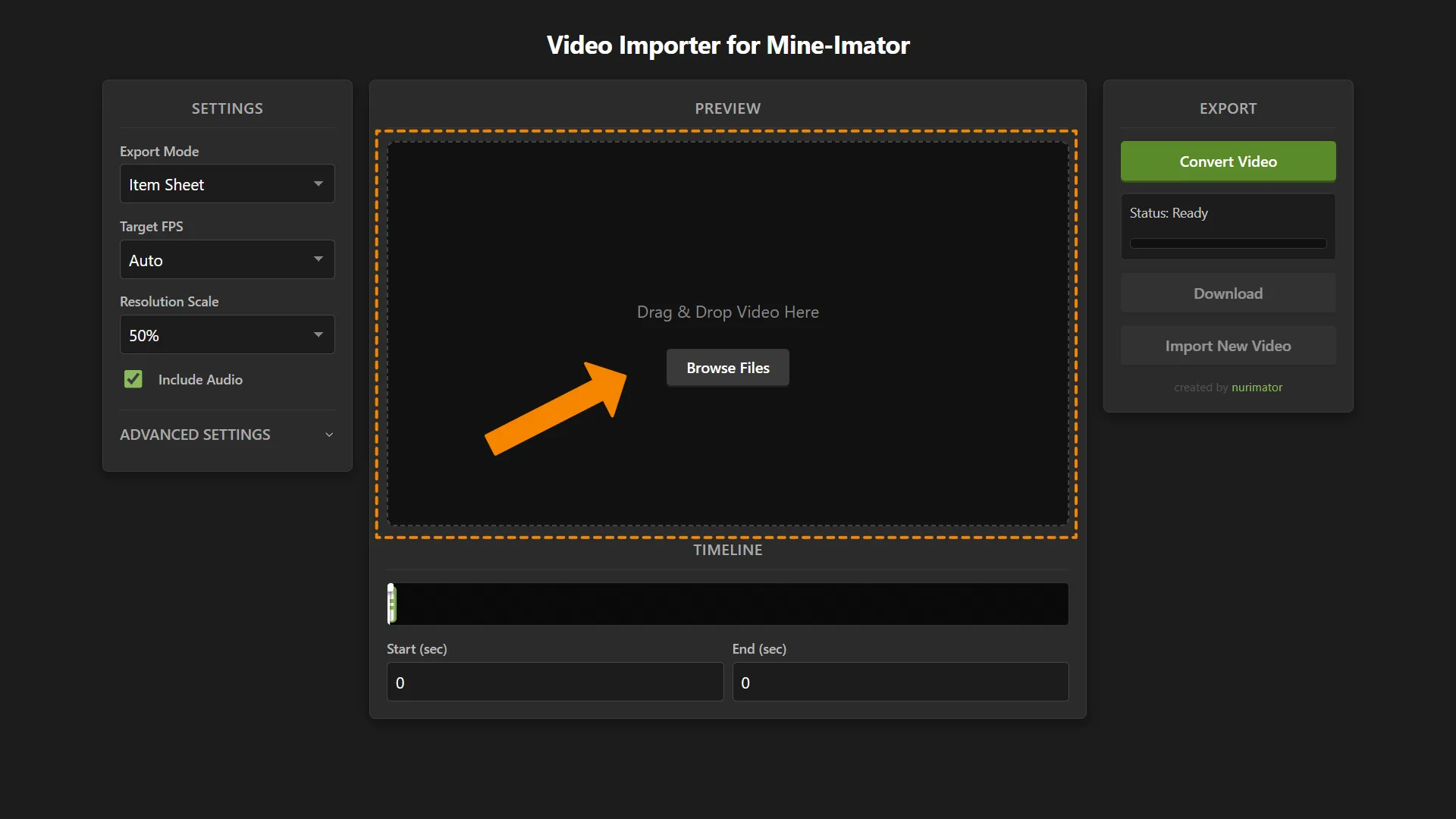 Uploading Video File to Mine-imator Video Importer