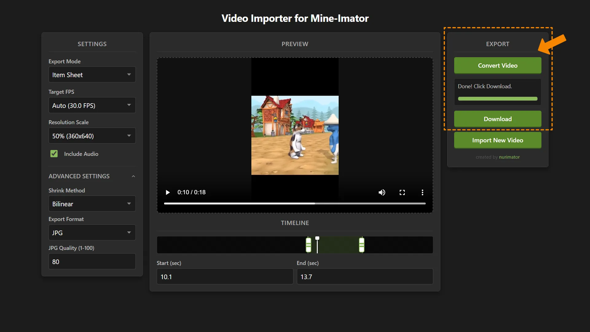 Converting and Downloading Converted Video
