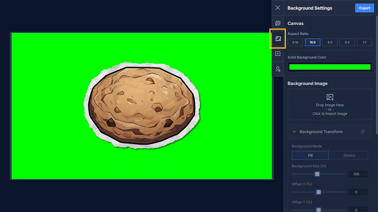 Background settings in Paperima
